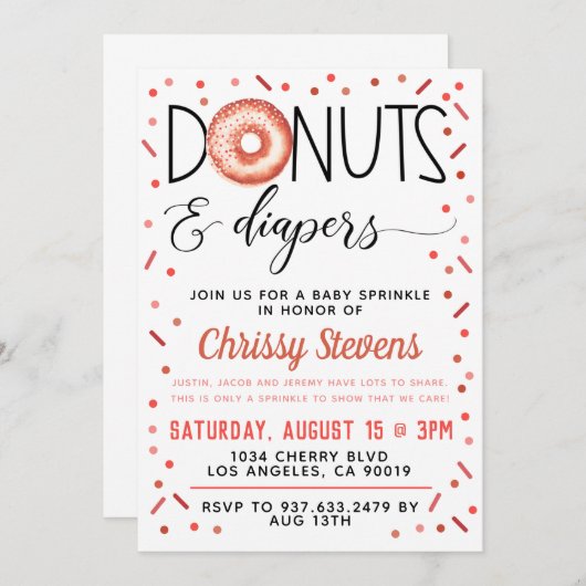 Donut Baby Sprinkle Shower Invitation (Devant / Derrière)