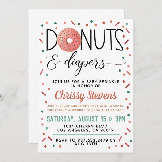 Donut Baby Sprinkle Shower Invitation (Devant / Derrière)