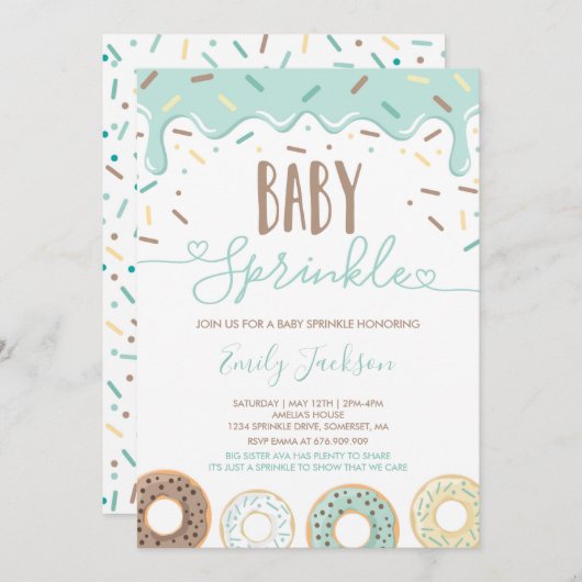Donut Baby Strooi Uitnodiging Gestrooid Met Liefde (Voorkant / Achterkant)