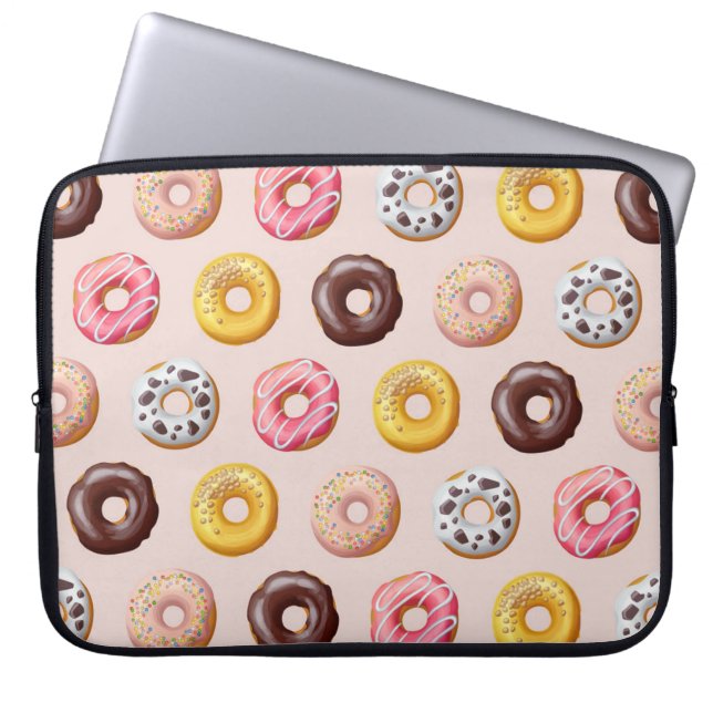 Donut Bakery Shop Patroon Laptop Sleeve (Voorkant)