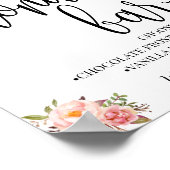 Donut bar party bruiloft receptie roze boho chic poster (Hoek)