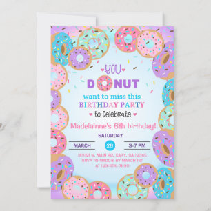 Donut, beignets, invitation à la fille de 6e anniv