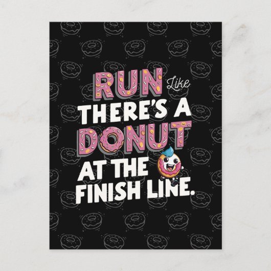 Donut bij de Finish Line Funny Fitness Motivation Briefkaart (Voorkant)
