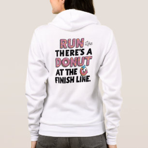Donut bij de Finish Line Funny Fitness Motivation Hoodie