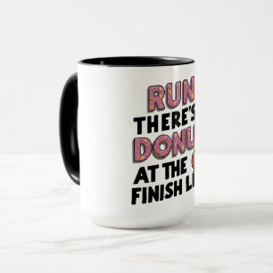 Donut bij de Finish Line Funny Fitness Motivation Mok