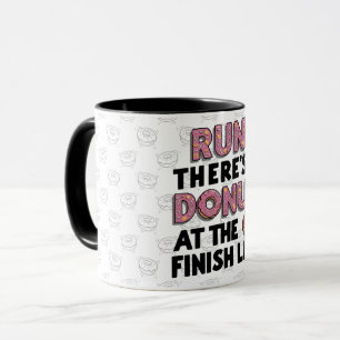 Donut bij de Finish Line Funny Fitness Motivation Mok