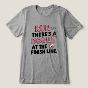 Donut bij de Finish Line Funny Fitness Motivation Tri-Blend Shirt