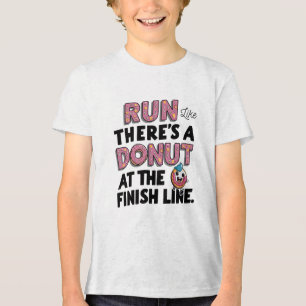 Donut bij de Finish Line Funny Fitness Motivation Tri-Blend Shirt