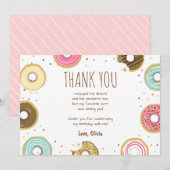 Donut Birthday Bedankt voor je kaartje roze meisje (Voorkant / Achterkant)