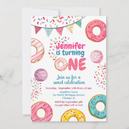 Donut Birthday Invitation Sweet ONE Kaart