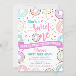Donut Birthday Invitation Sweet One Party Kaart