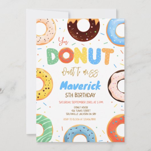 Donut Birthday Party Invitation (Devant)