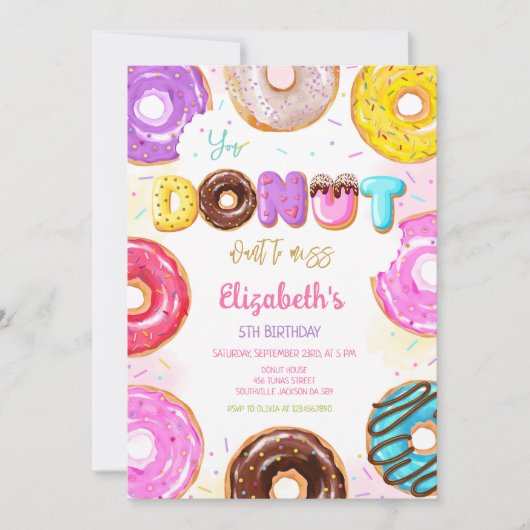 Donut Birthday Party Invitation (Devant)