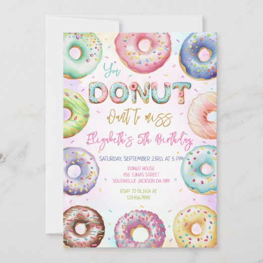 Donut Birthday Party Invitation (Devant)