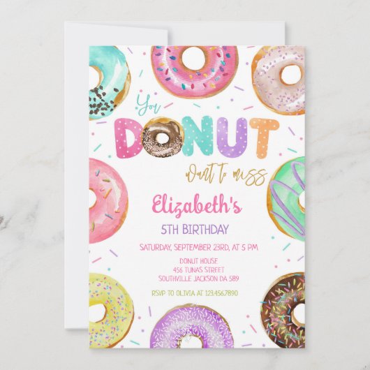 Donut Birthday Party Invitation (Devant)