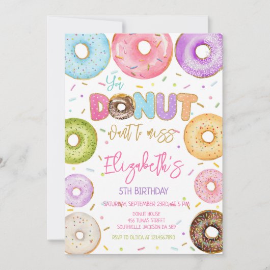 Donut Birthday Party Invitation (Devant)