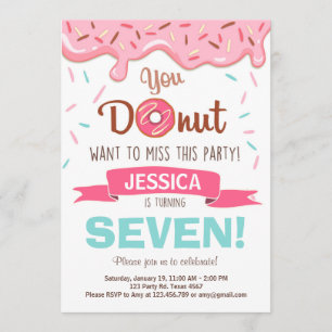 Donut Birthday Party Invitation à la fête de la no