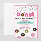 Donut Birthday Party Invitation Kaart (Voorkant / Achterkant)