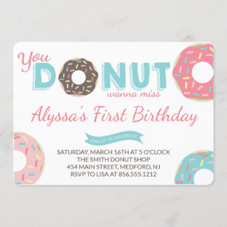 Donut Birthday Party Invitation Kaart