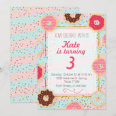 Donut Birthday Party Invitation Kaart (Voorkant / Achterkant)
