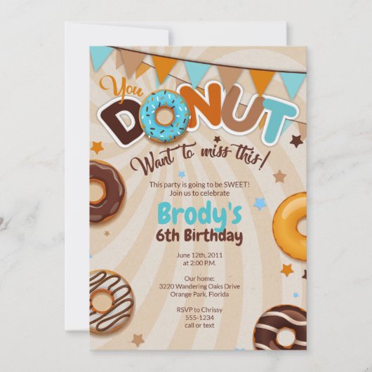 Donut Birthday Party Invitations - Boy Kaart (Voorkant)