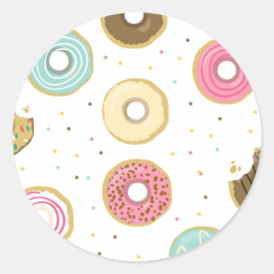 Donut Birthday Party Topper Envelope Seal Doughnut Ronde Sticker