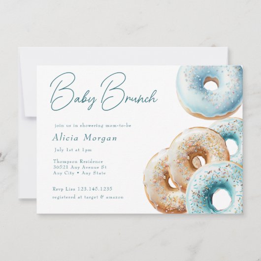 Donut | Blue Gingham Boy Baby shower Kaart (Voorkant)