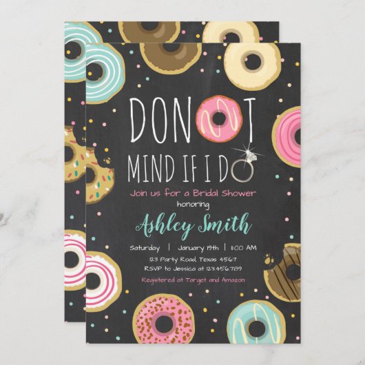 Donut Bridal Shower Invitation Attention Si Je Le (Devant / Derrière)