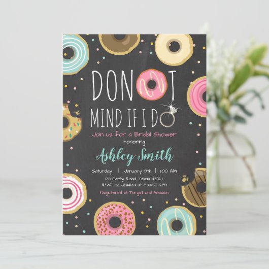 Donut bruids douche uitnodiging geest als ik dat d (Staand voorkant)