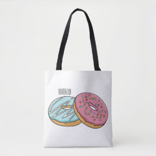 Donut cartoon illustratie draagtas