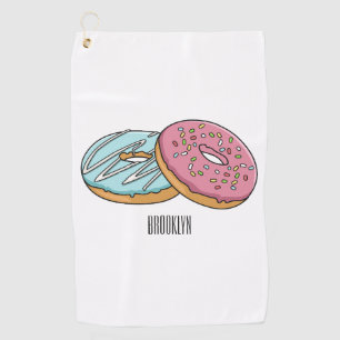 Donut cartoon illustratie golfhanddoek