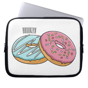 Donut cartoon illustratie laptop sleeve