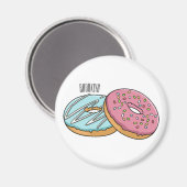 Donut cartoon illustratie magneet (Voorkant / Achterkant)