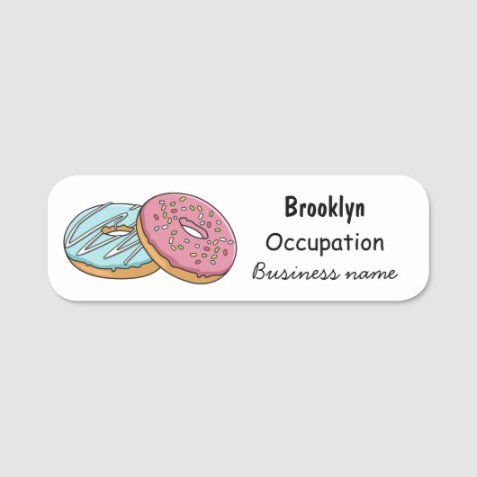 Donut cartoon illustratie naamplaatje (Voorkant)