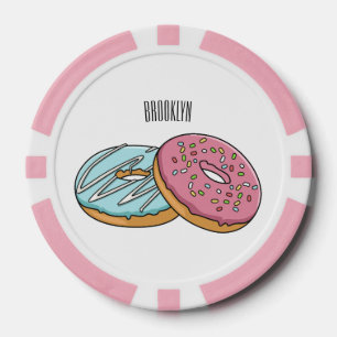 Donut cartoon illustratie poker chips