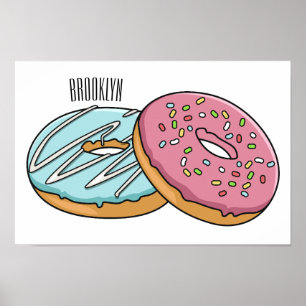 Donut cartoon illustratie poster