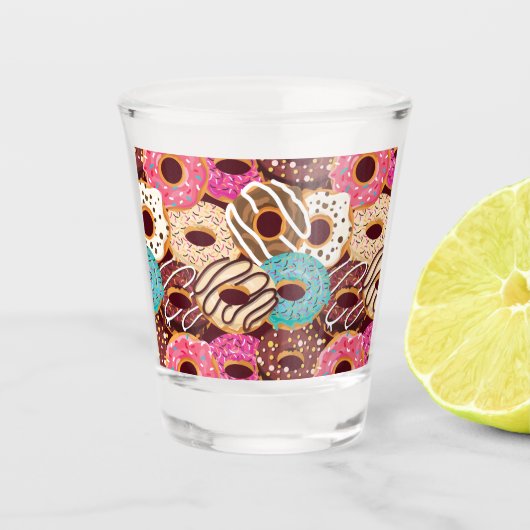 Donut, chocolade donut & chocolade om op te snappe shot glas (Voorkant)