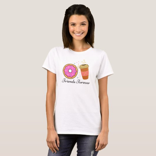 Donut Coffee Friends Forever T-Shirt (Voorkant volledig)
