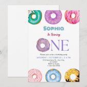 Donut coloré Un Anniversaire Fête Invitation (Devant / Derrière)