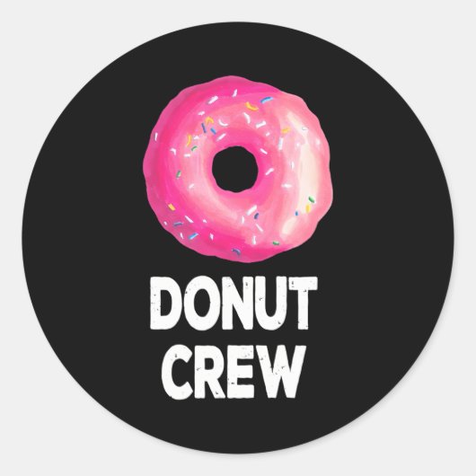 Donut Crew Donut Verjaardagsfeestgunsten Ronde Sticker (Voorkant)