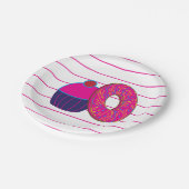Donut Cupcake Roze strippatroon Papieren Bordje (Gekanteld)