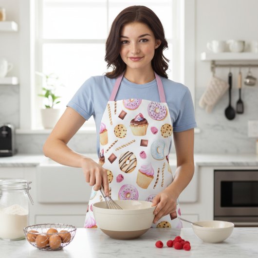 Donut Cupcake Waterverf Sweet Tasty Girly Pattern Schort