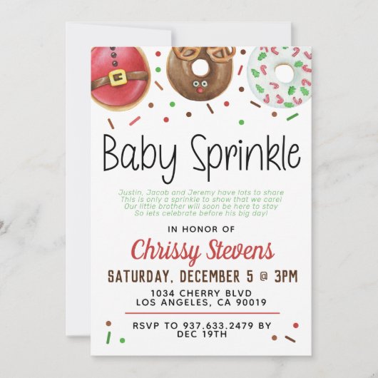 Donut de Noël Bébé Sprinkw Douche Invitation (Devant)