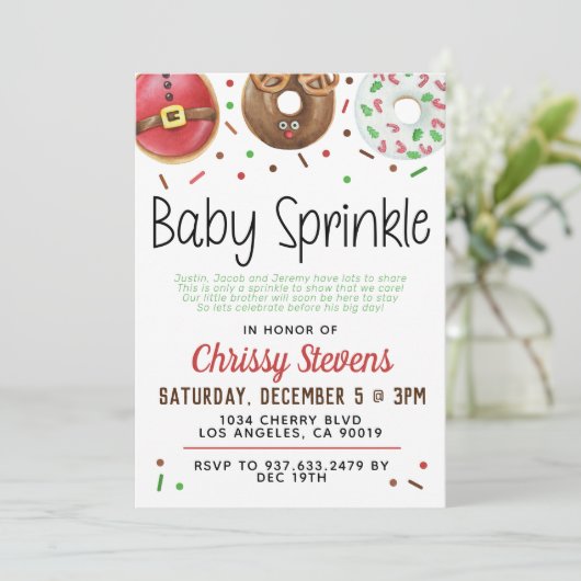 Donut de Noël Bébé Sprinkw Douche Invitation (Debout devant)