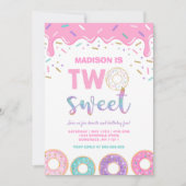 Donut Deux Invitations de fête douce rose (Devant)