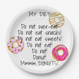 Donut Diet Funny Humorisme Doughnut Snack Papieren Bordje