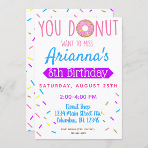 Donut, Doughnut Kids Birthday Party Invite Kaart