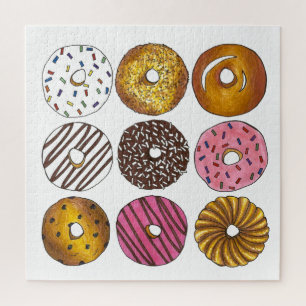 Donut Doughnut Sprinkles Bevriezing van de blauwe Legpuzzel