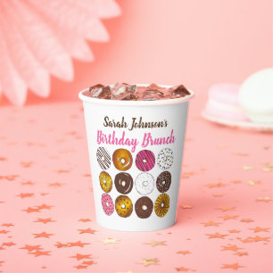 Donut Doughnuts Verjaardagsfeestje Brunch Bake Sal Papieren Bekers