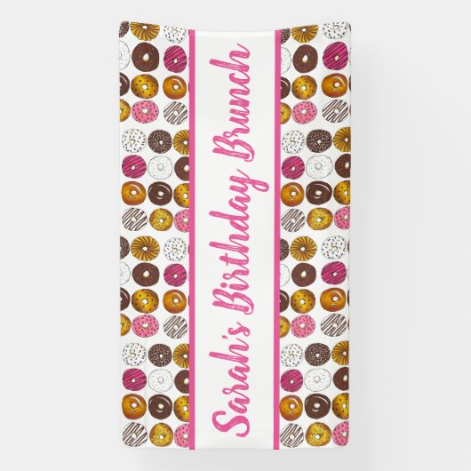 Donut Doughnuts Verjaardagsfeestje Brunch Bake Sal Spandoek (Verticaal)